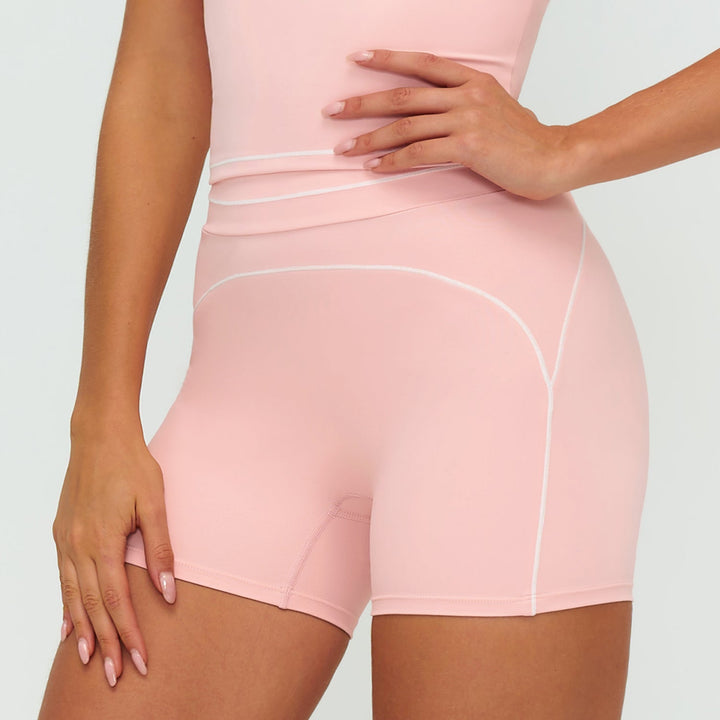 Contrast-Stitch Fitness Shorts