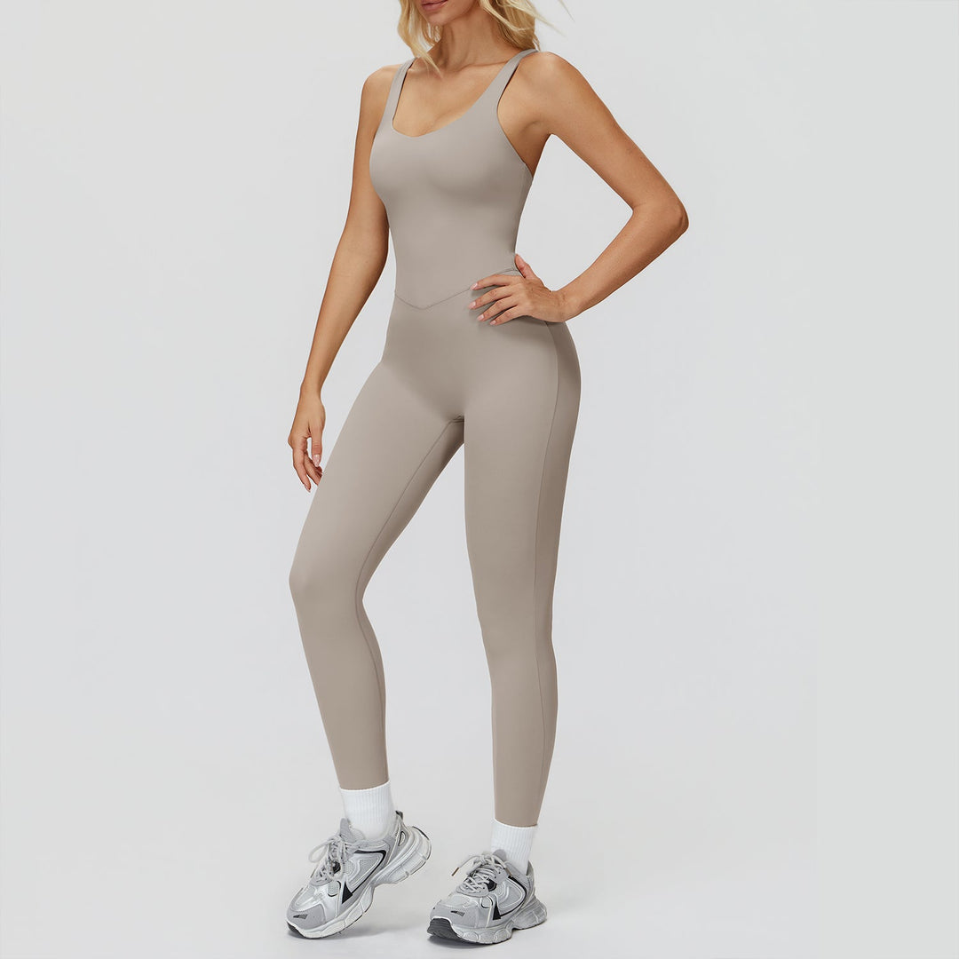 Cross-Back Open-Back Active Jumpsuit