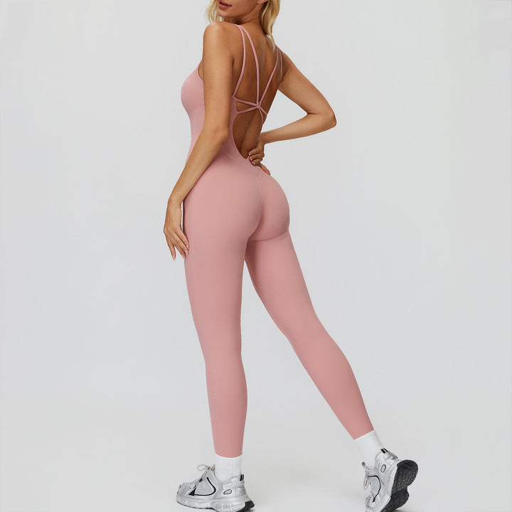 Cross-Back Open-Back Active Jumpsuit