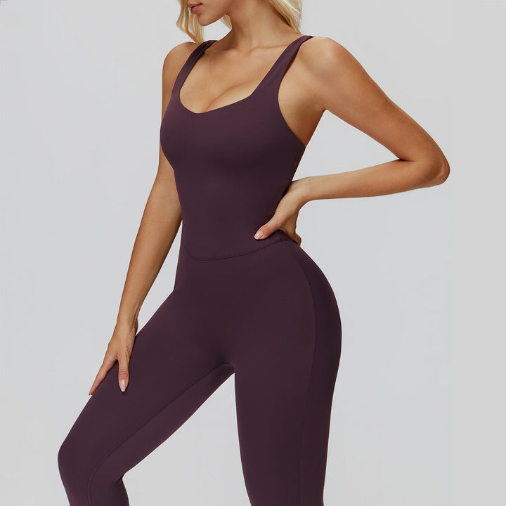 Cross-Back Open-Back Active Jumpsuit