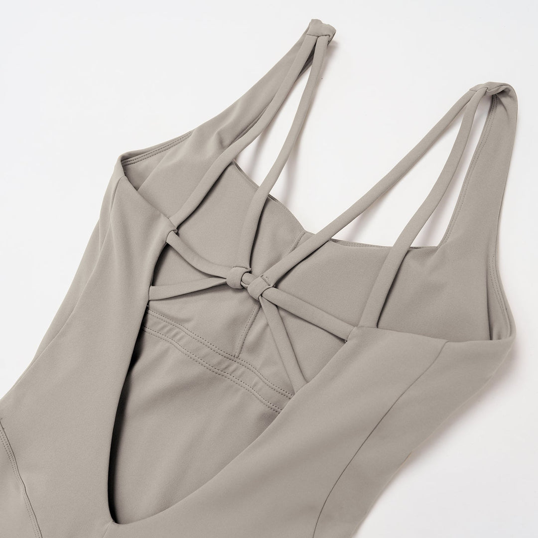 Cross-Back Open-Back Flare Jumpsuit