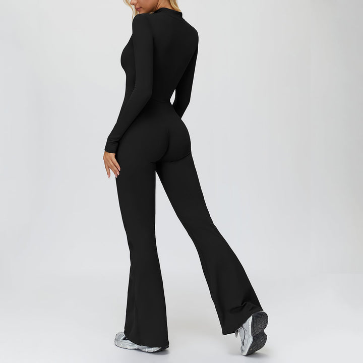 Fleece-Lined Zip-Up Flare Jumpsuit