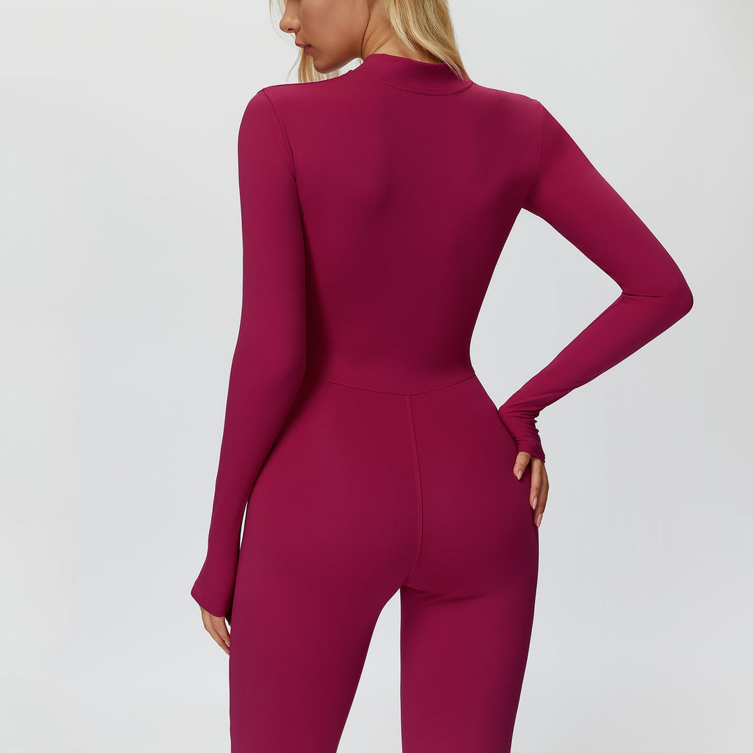 Fleece-Lined Zip-Up Flare Jumpsuit