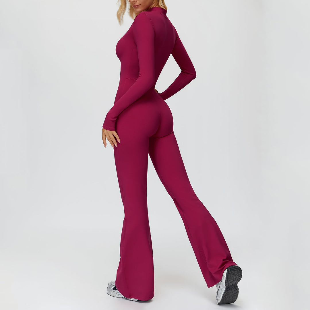 Fleece-Lined Zip-Up Flare Jumpsuit