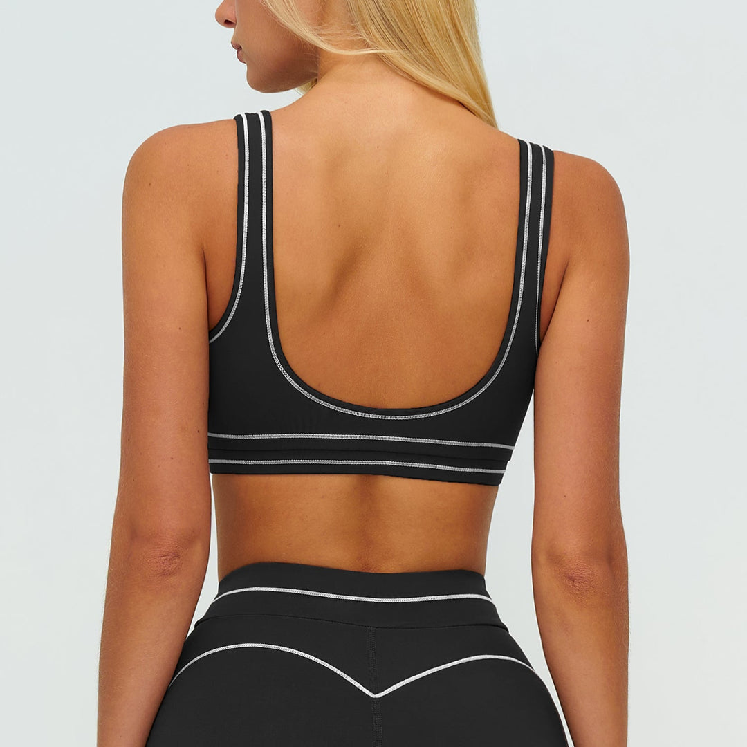 Contrast-Stitch U-Back Sports Bra