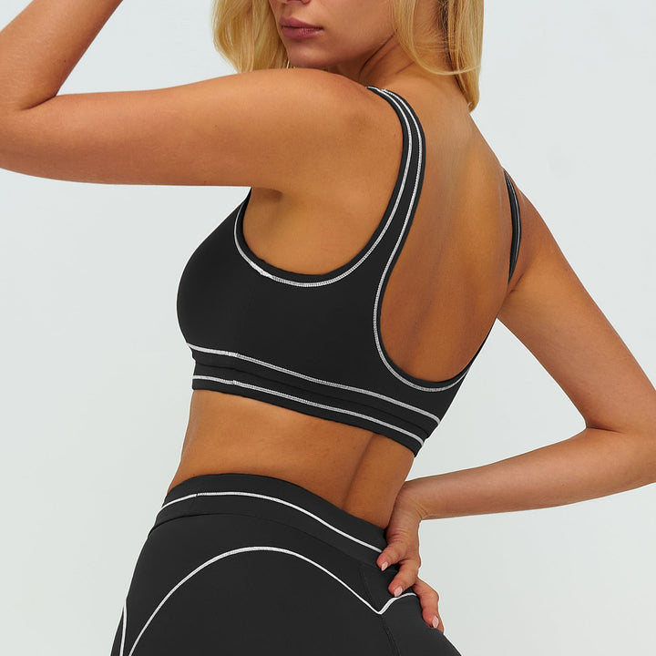 Contrast-Stitch U-Back Sports Bra