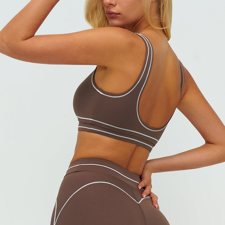 Contrast-Stitch U-Back Sports Bra