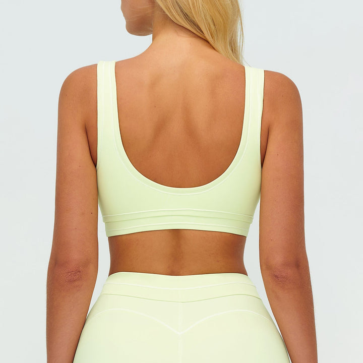 Contrast-Stitch U-Back Sports Bra