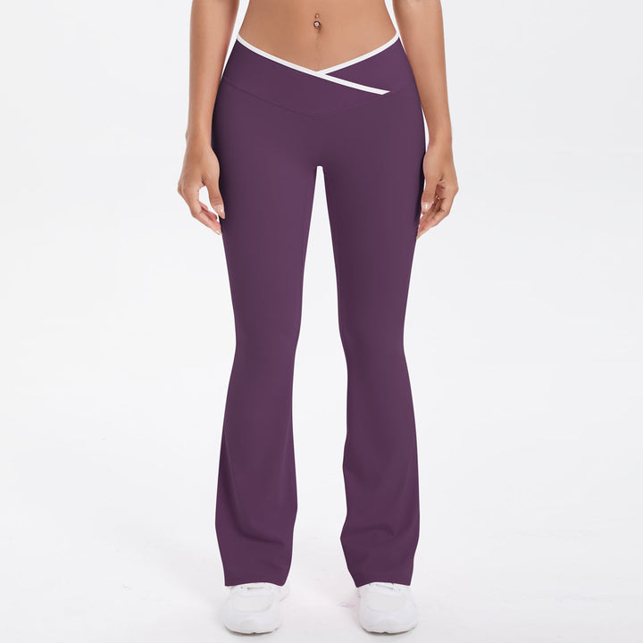 Colorblock V-Waist Cross Sports Flare Leggings