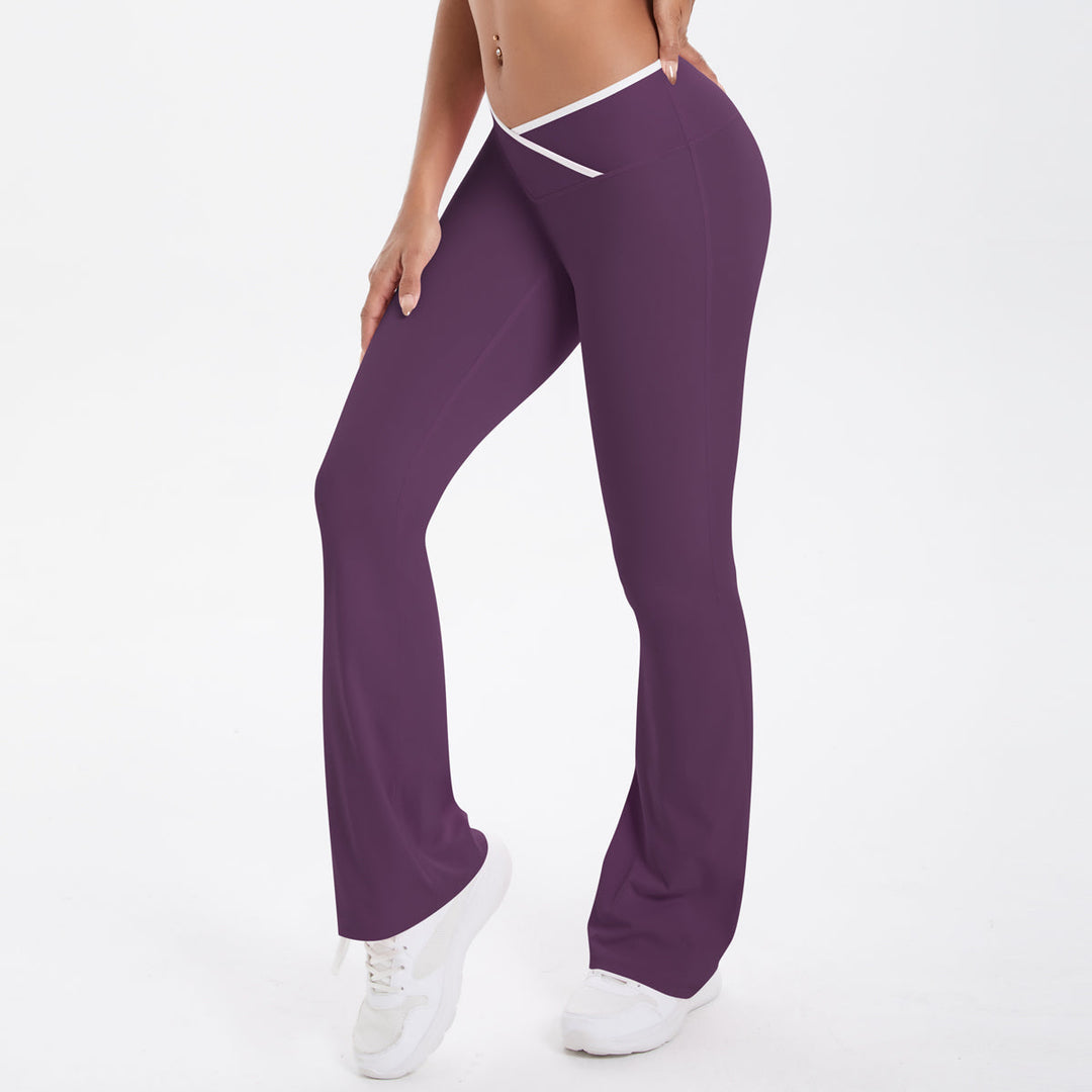 Colorblock V-Waist Cross Sports Flare Leggings