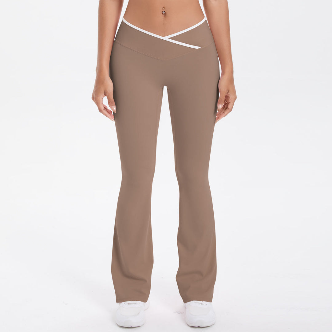 Colorblock V-Waist Cross Sports Flare Leggings