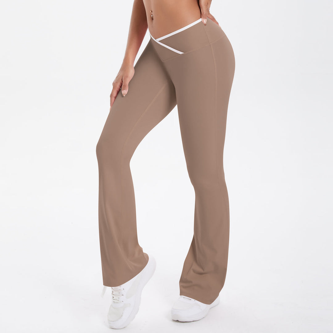 Colorblock V-Waist Cross Sports Flare Leggings