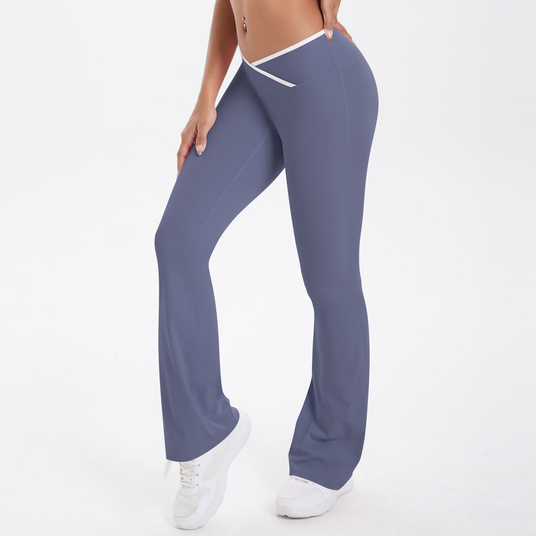 Colorblock V-Waist Cross Sports Flare Leggings