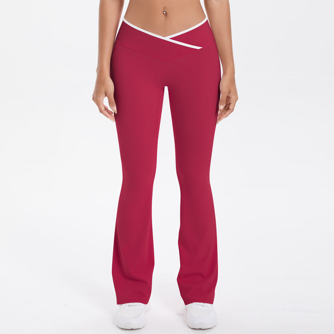 Colorblock V-Waist Cross Sports Flare Leggings