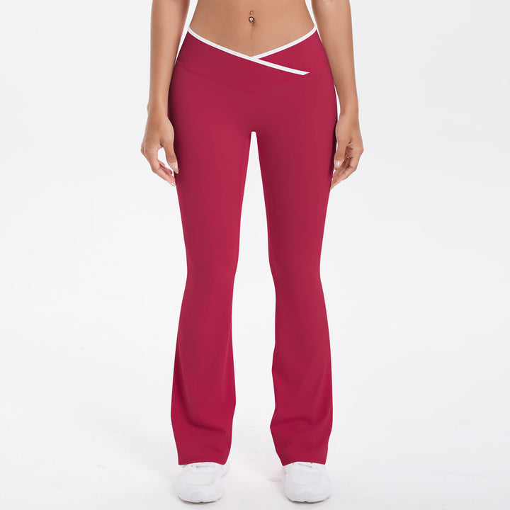 Colorblock V-Waist Cross Sports Flare Leggings