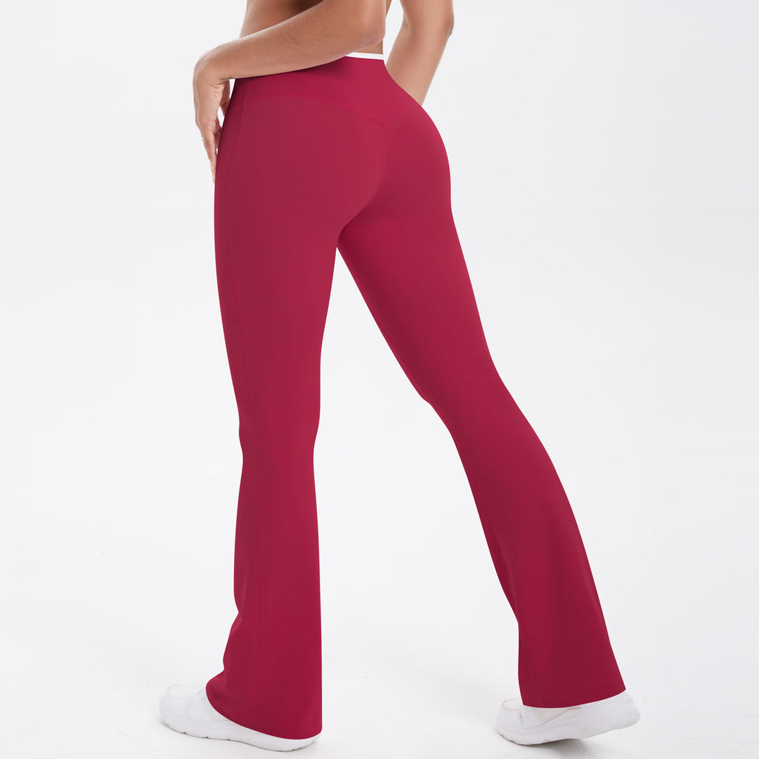 Colorblock V-Waist Cross Sports Flare Leggings