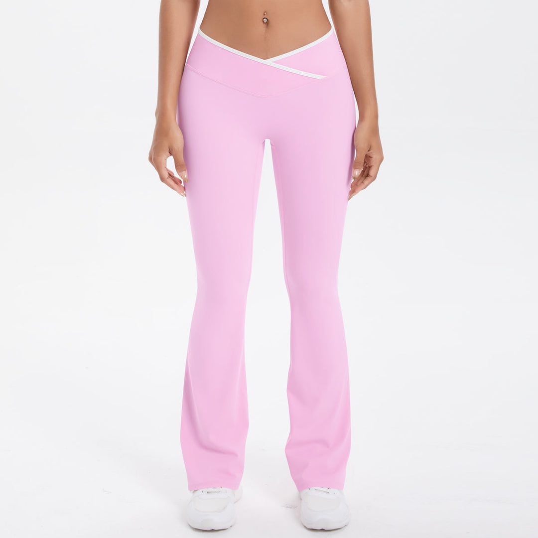 Colorblock V-Waist Cross Sports Flare Leggings