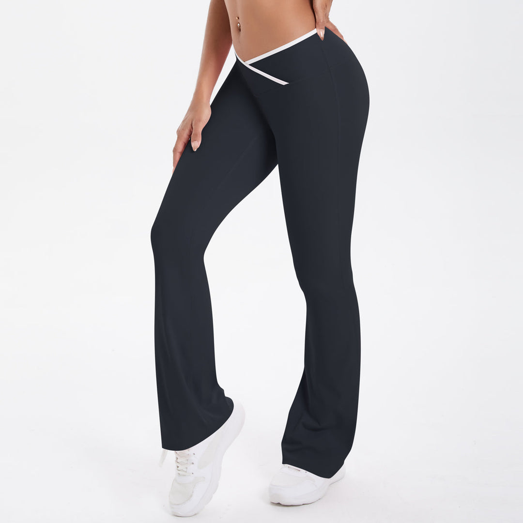 Colorblock V-Waist Cross Sports Flare Leggings