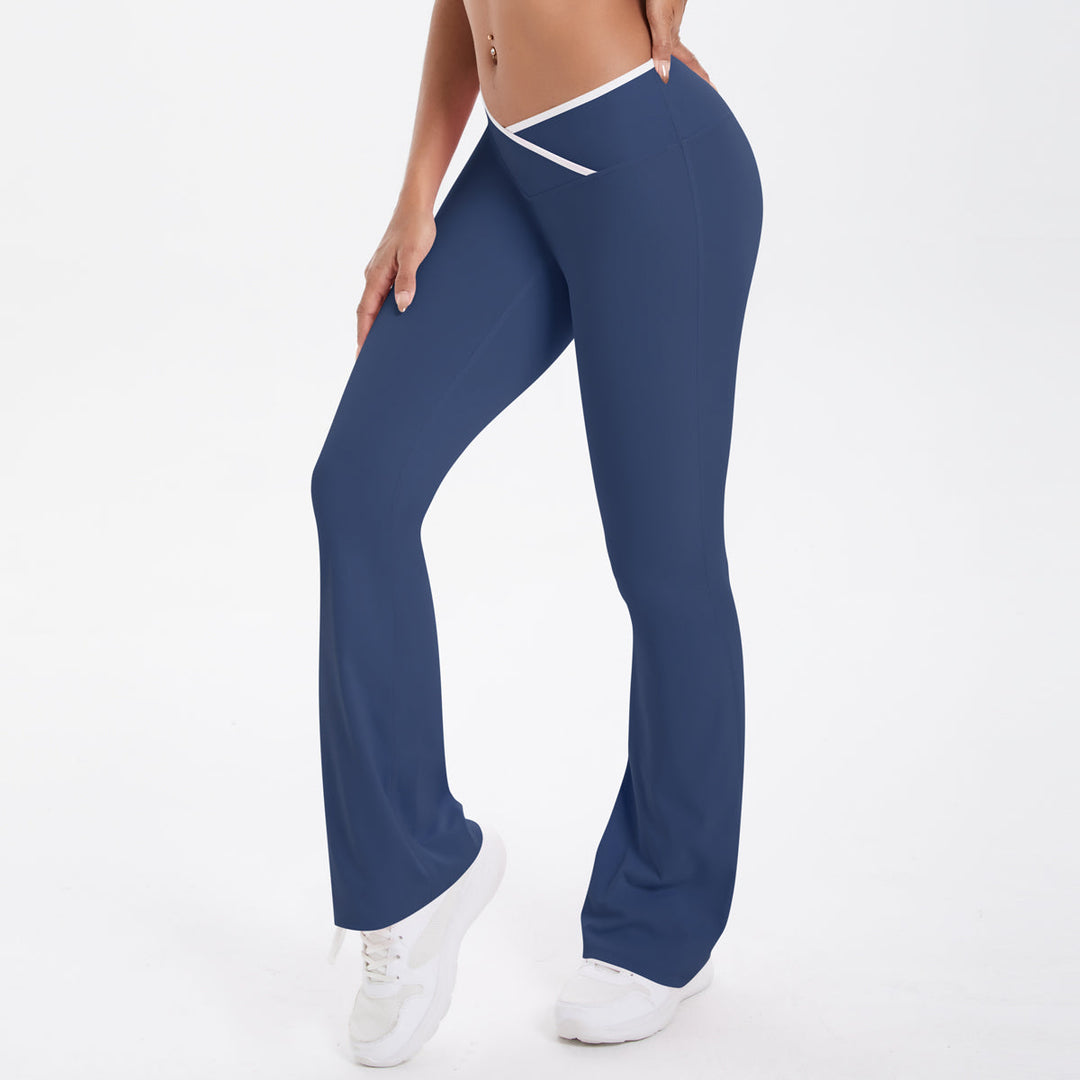 Colorblock V-Waist Cross Sports Flare Leggings