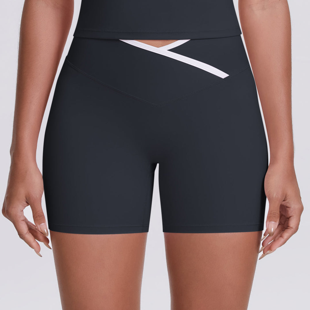 Colorblock V-Waist Cross Sports Shorts