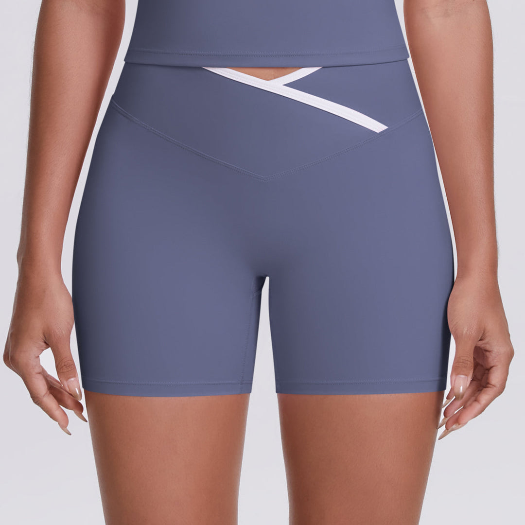 Colorblock V-Waist Cross Sports Shorts