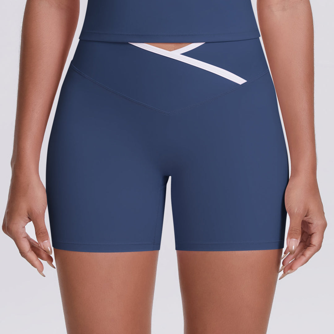 Colorblock V-Waist Cross Sports Shorts