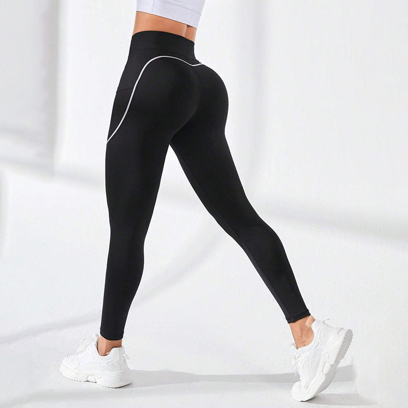 Contrast Stitching High-Waisted Workout Leggings