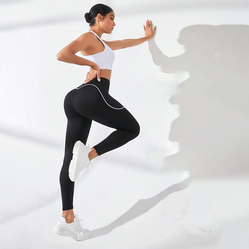 Contrast Stitching High-Waisted Workout Leggings