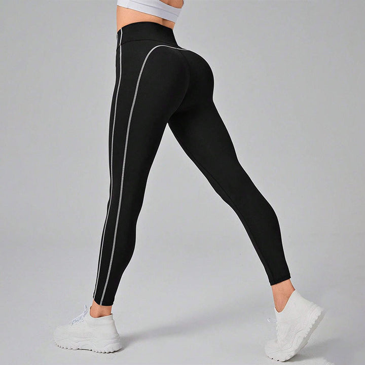 Contrast Stitching High-Waisted Workout Leggings