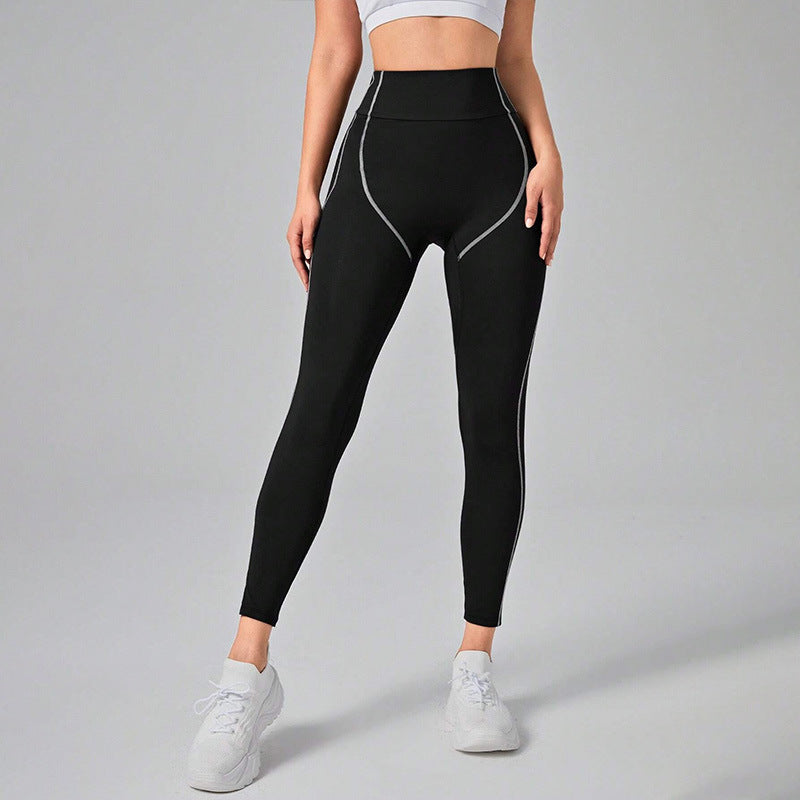 Contrast Stitching High-Waisted Workout Leggings