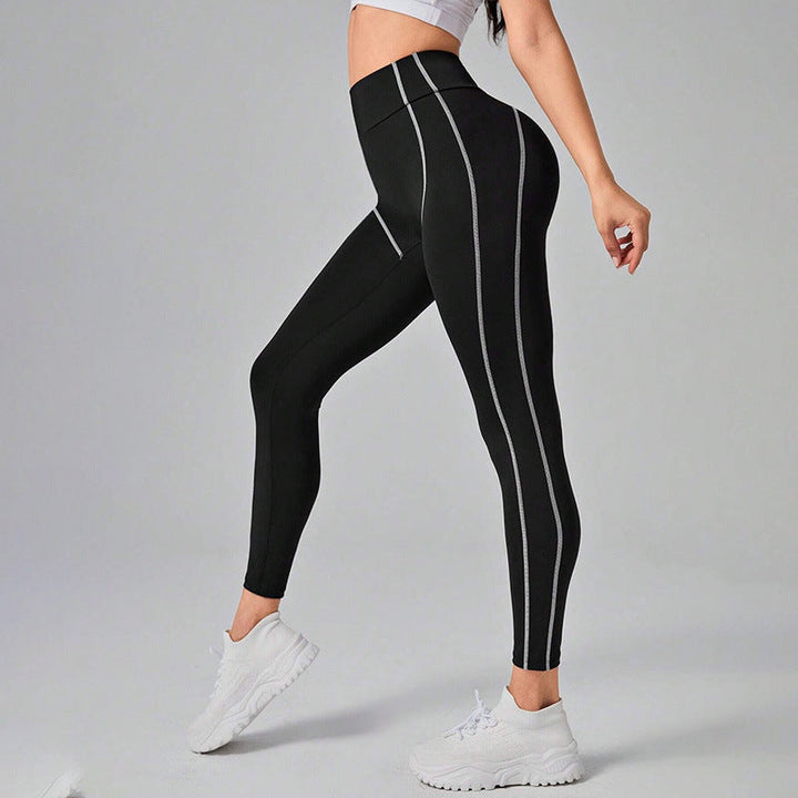 Contrast Stitching High-Waisted Workout Leggings