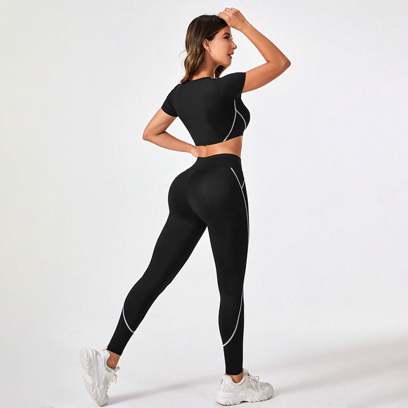 Contrast Stitching High-Waisted Workout Leggings