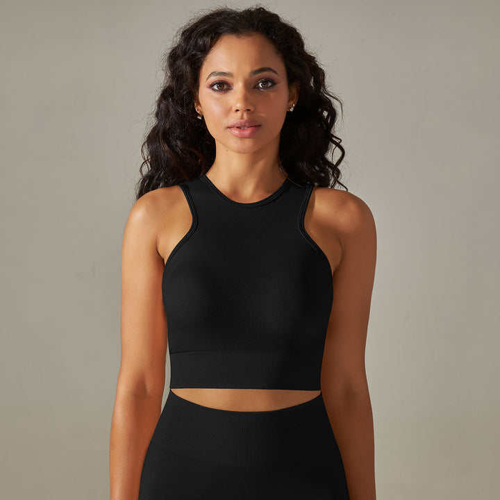 Cropped Sports Tank with Built-in Bra