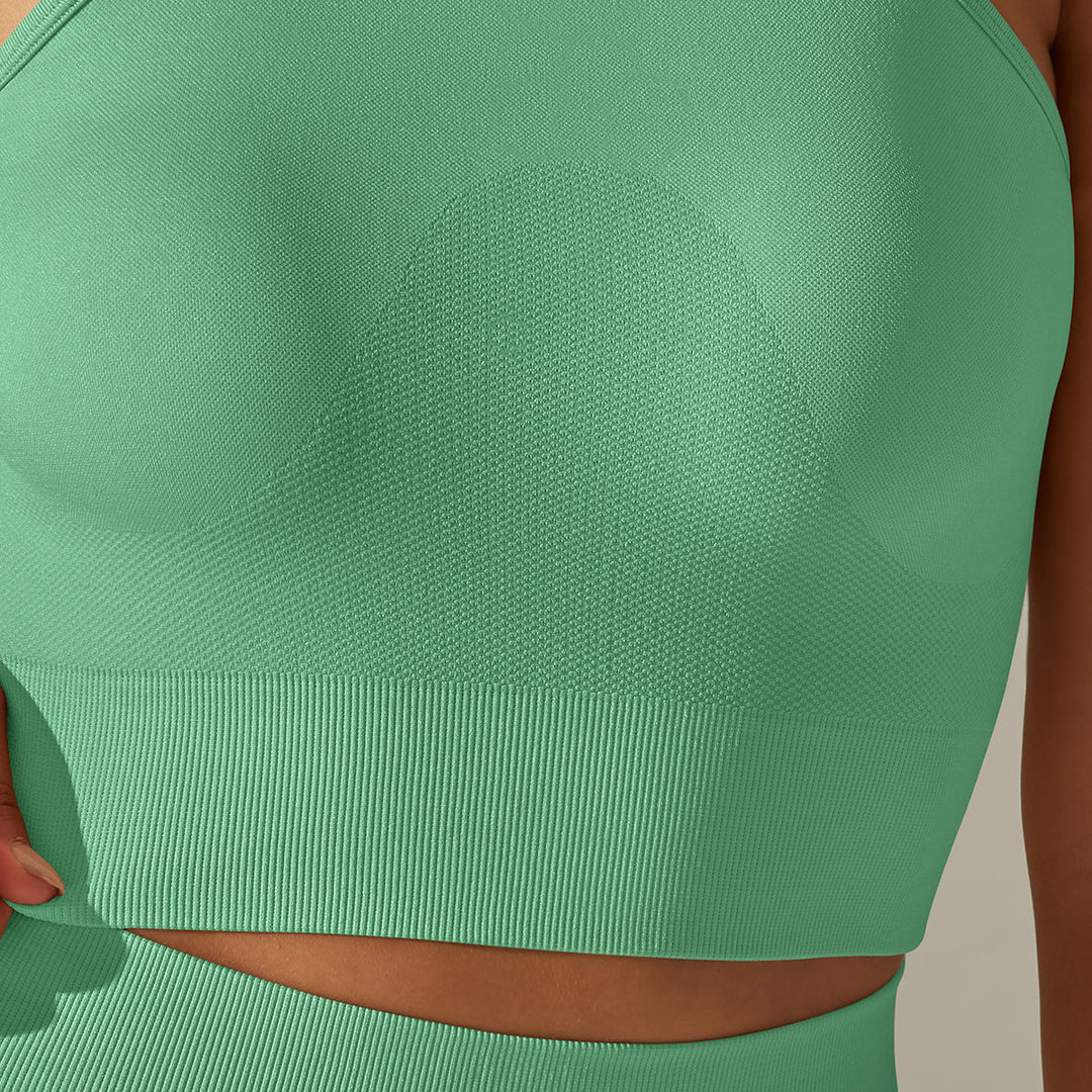 Cropped Sports Tank with Built-in Bra