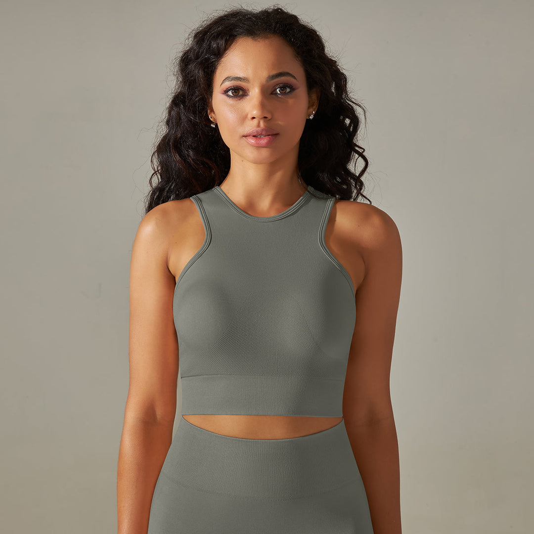 Cropped Sports Tank with Built-in Bra