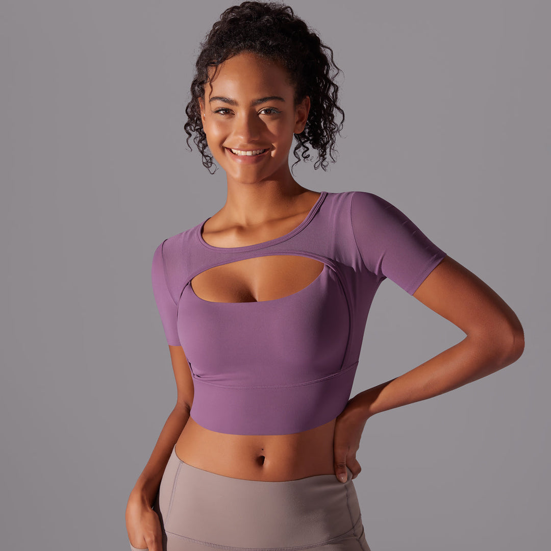 Mesh Long Sleeve Sexy Top with Built-in Bra