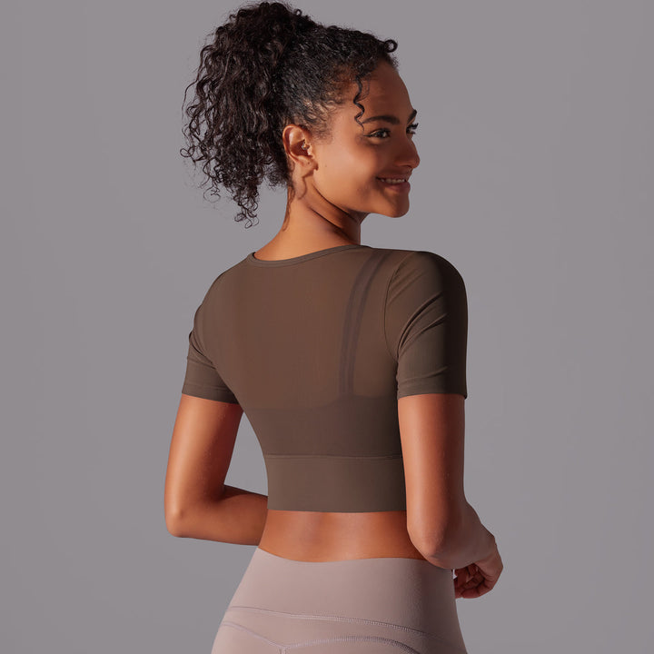 Mesh Long Sleeve Sexy Top with Built-in Bra