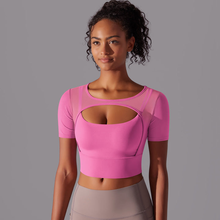 Mesh Long Sleeve Sexy Top with Built-in Bra