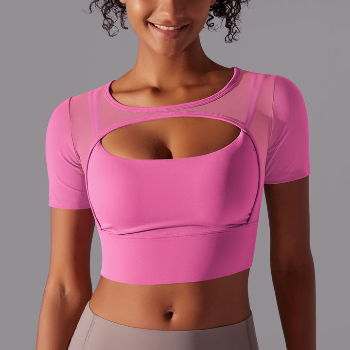 Mesh Long Sleeve Sexy Top with Built-in Bra