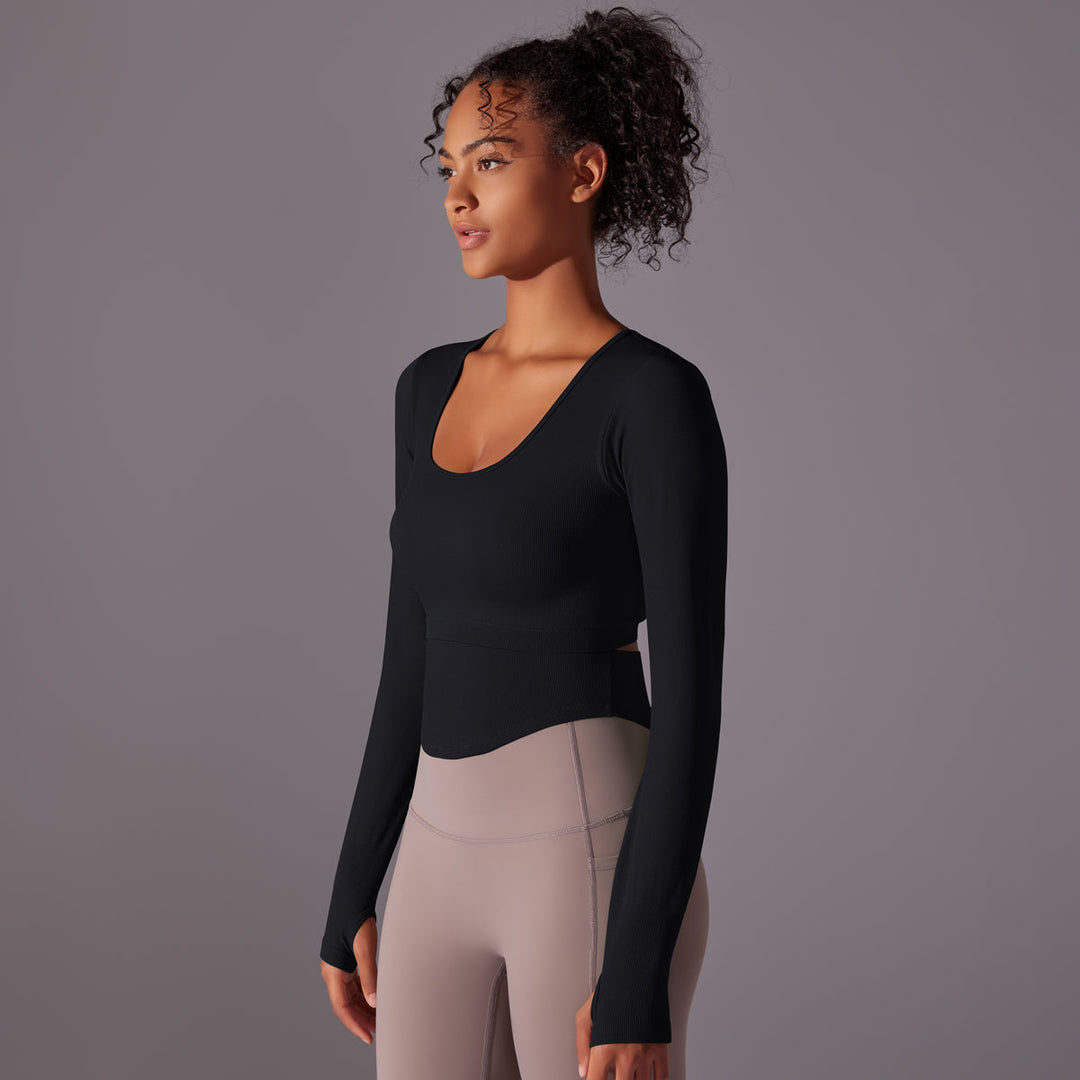 Ribbed Seamless Long Sleeve Workout Top