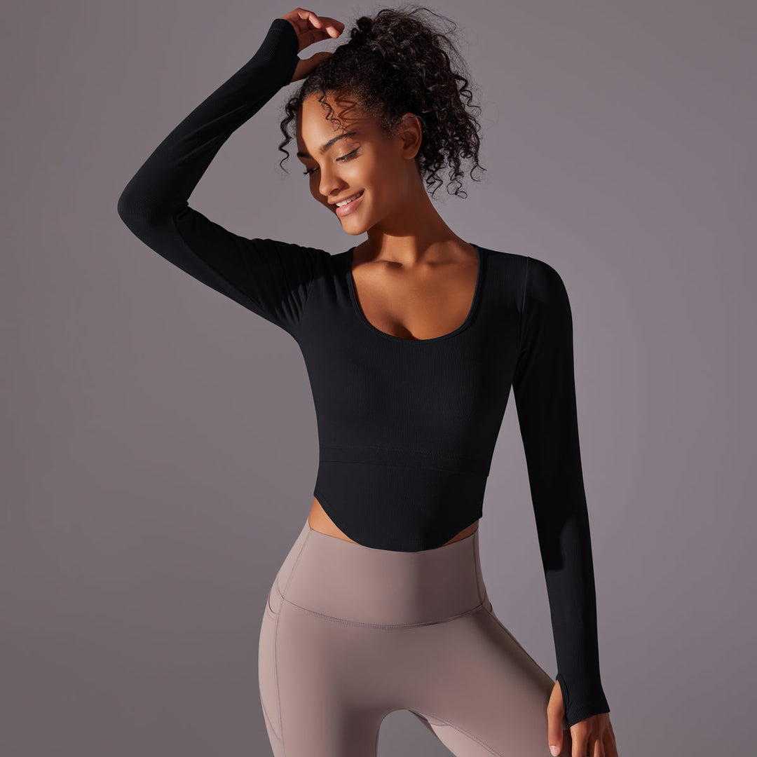 Ribbed Seamless Long Sleeve Workout Top