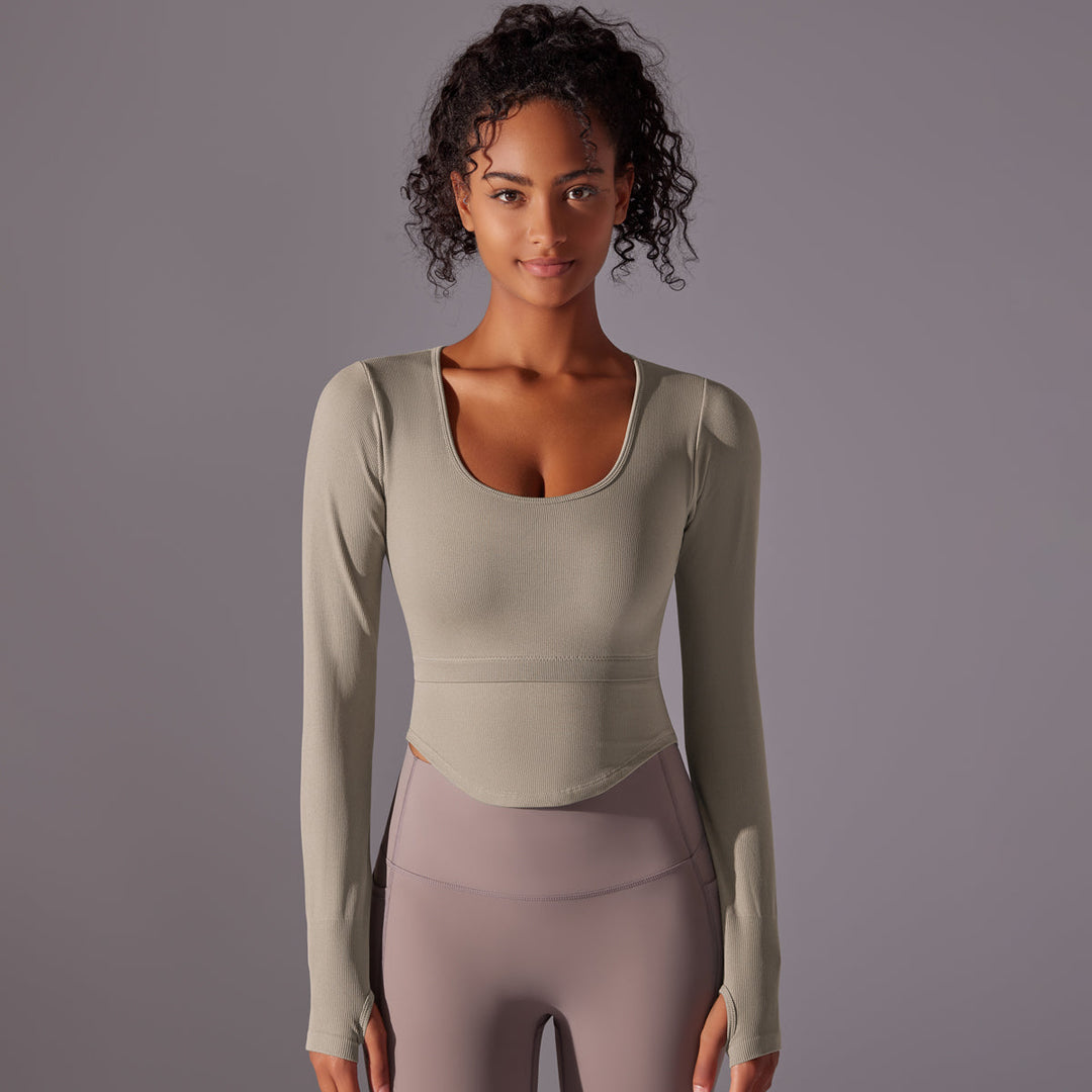 Ribbed Seamless Long Sleeve Workout Top