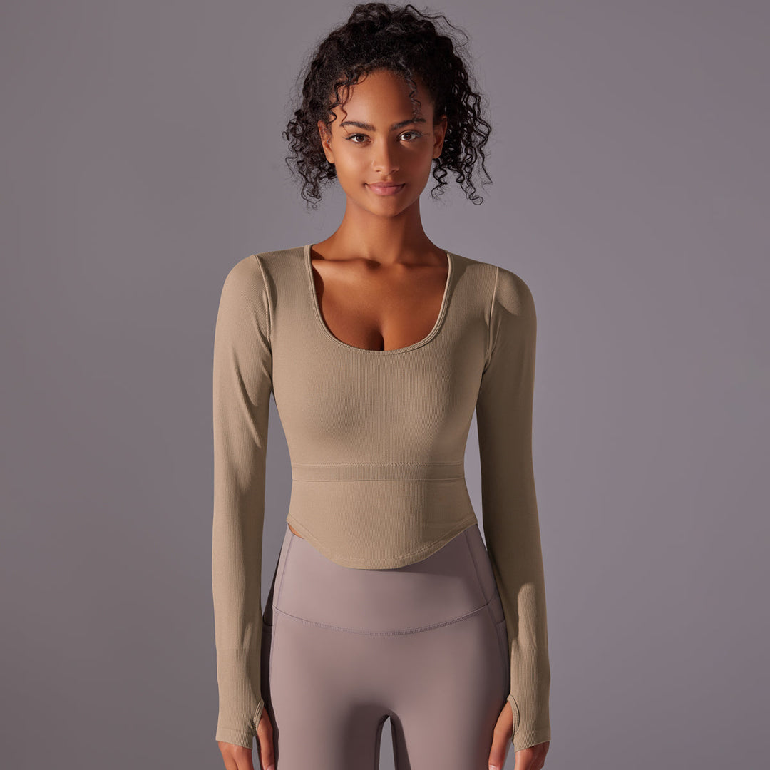 Ribbed Seamless Long Sleeve Workout Top