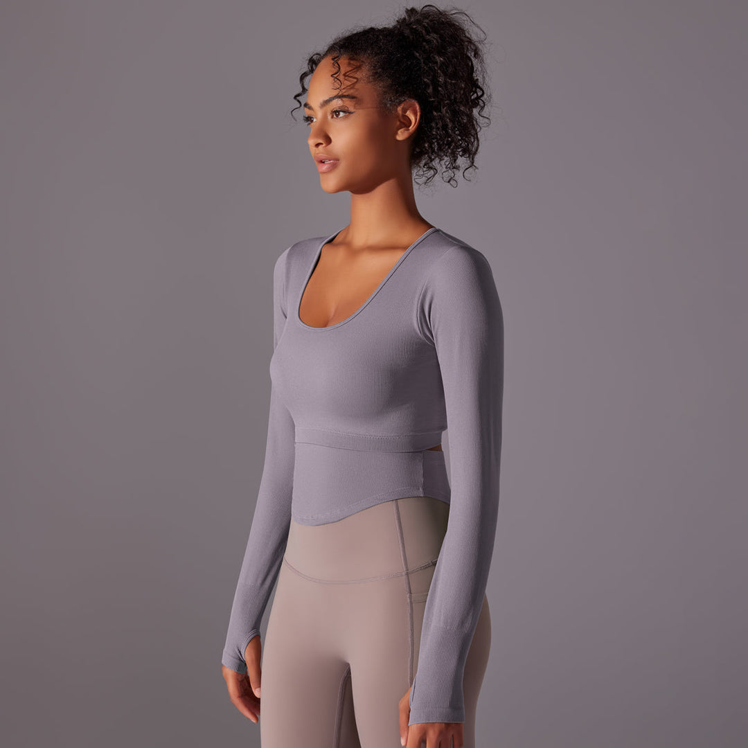 Ribbed Seamless Long Sleeve Workout Top