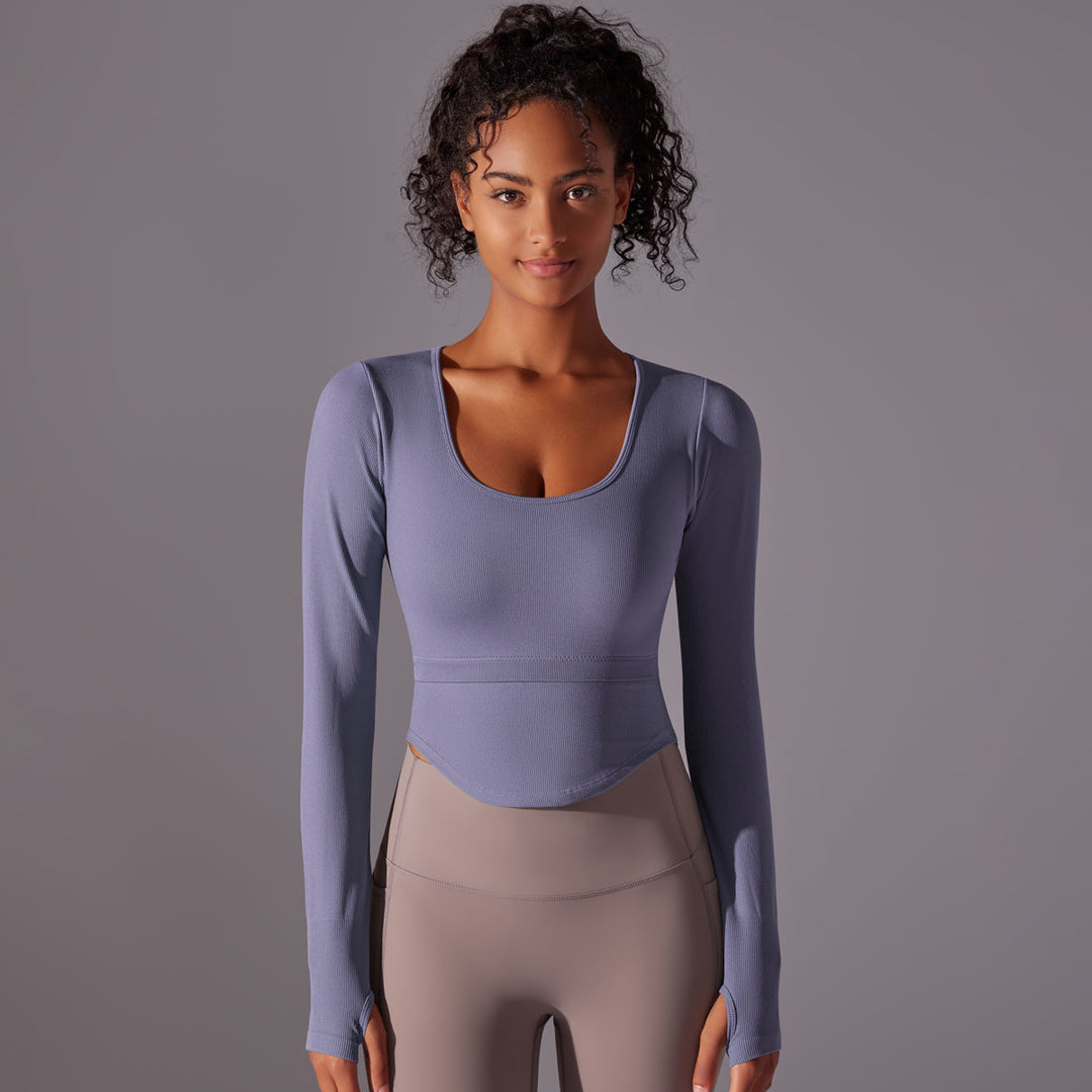 Ribbed Seamless Long Sleeve Workout Top
