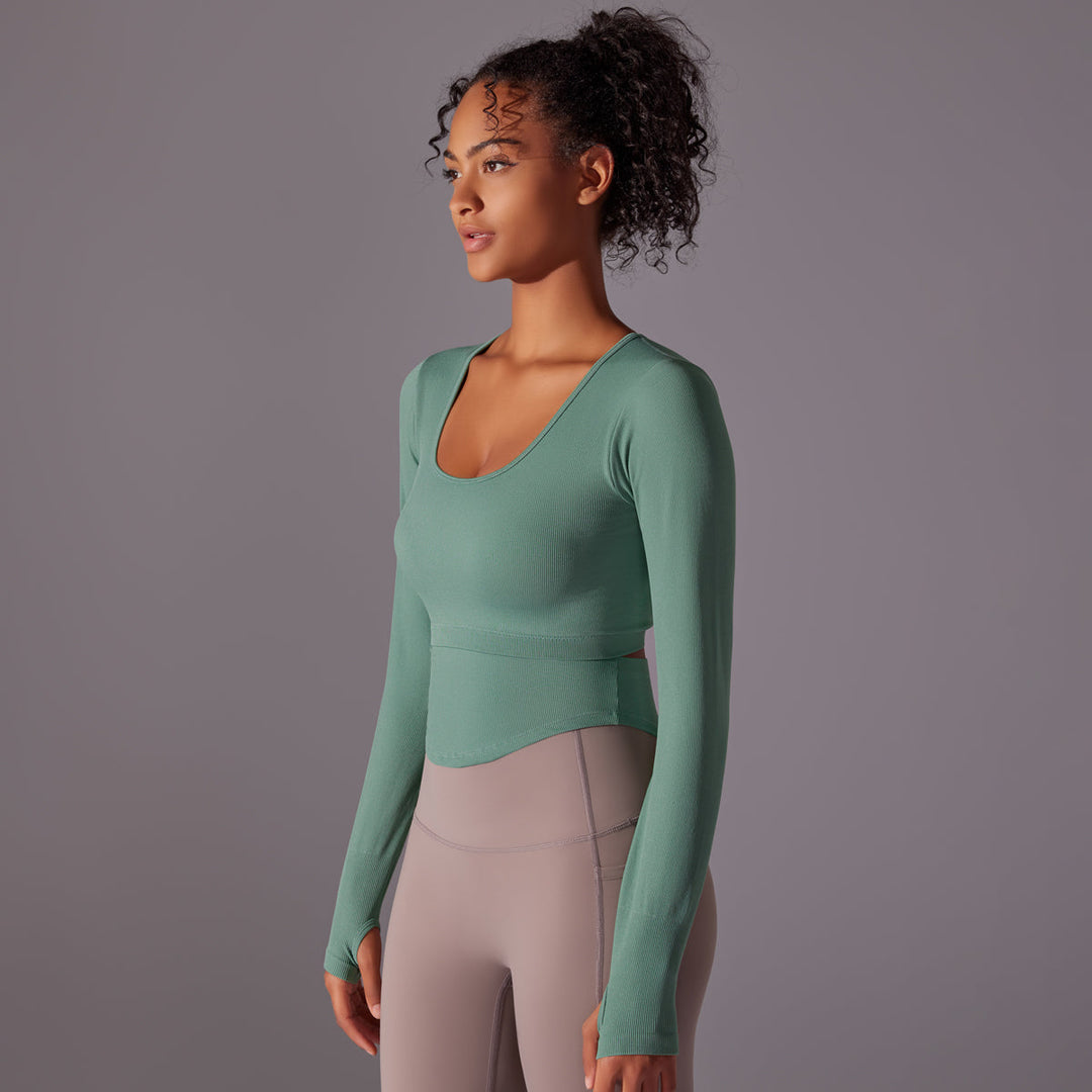 Ribbed Seamless Long Sleeve Workout Top