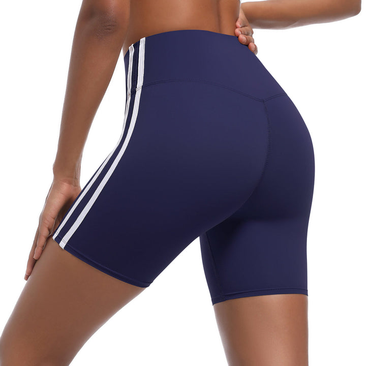 Striped Colorblock High-Waist Shorts