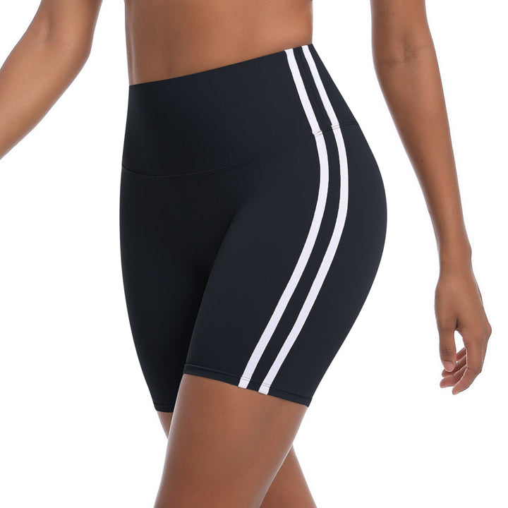 Striped Colorblock High-Waist Shorts