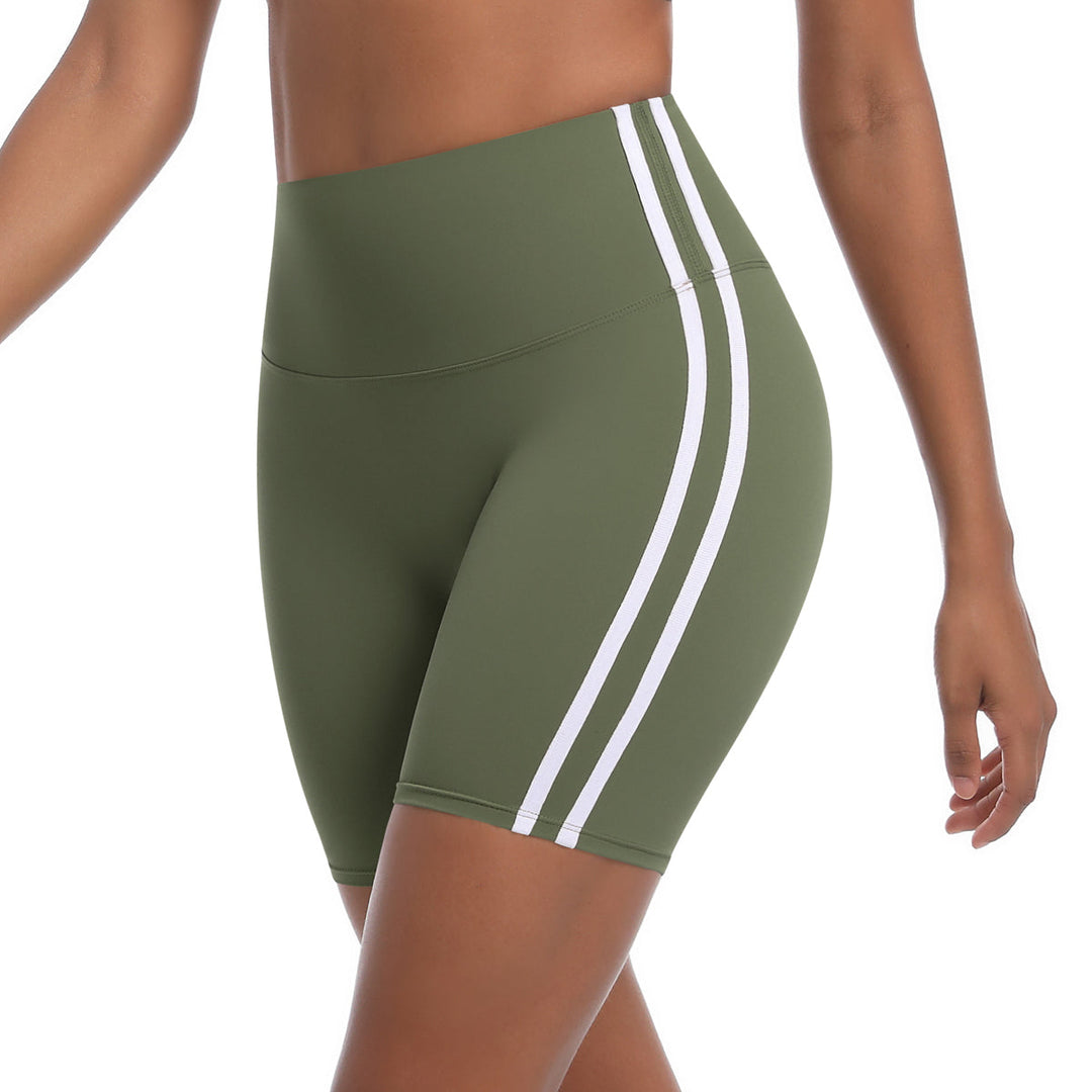 Striped Colorblock High-Waist Shorts