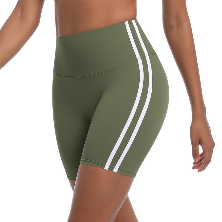 Striped Colorblock High-Waist Shorts